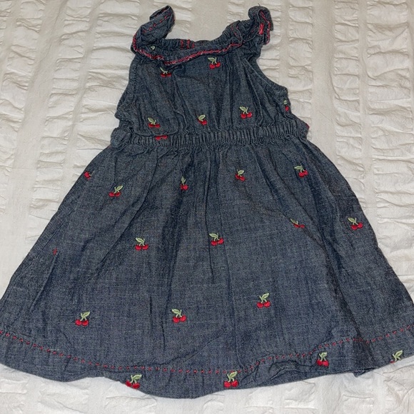 SOLD Gymboree Chambray Dress w Embroidered Cherries - Picture 2 of 3
